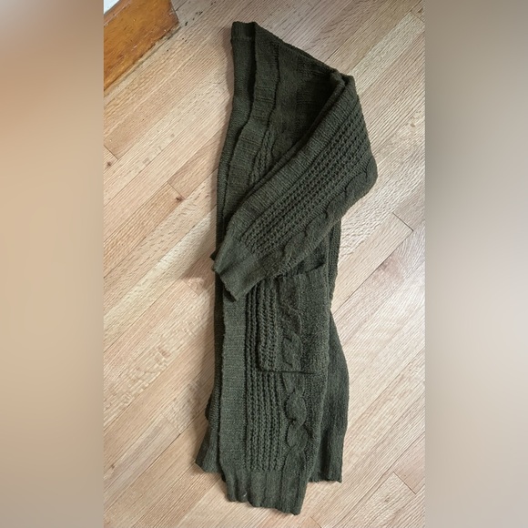 BIBI TWIST KNITTED OPEN FRONT CARDIGAN WITH POCKETS - Size Small, Green - Picture 4 of 6